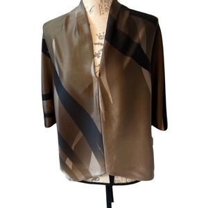 Elie Tahari Brown Silk Keyhole back Baggy Loose Blouse XS